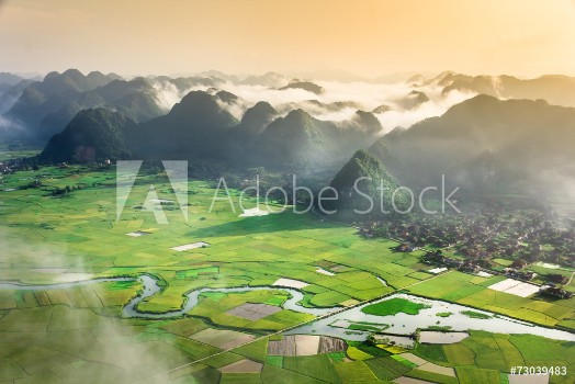 Picture of rice field in valley in Bac Son Vietnam